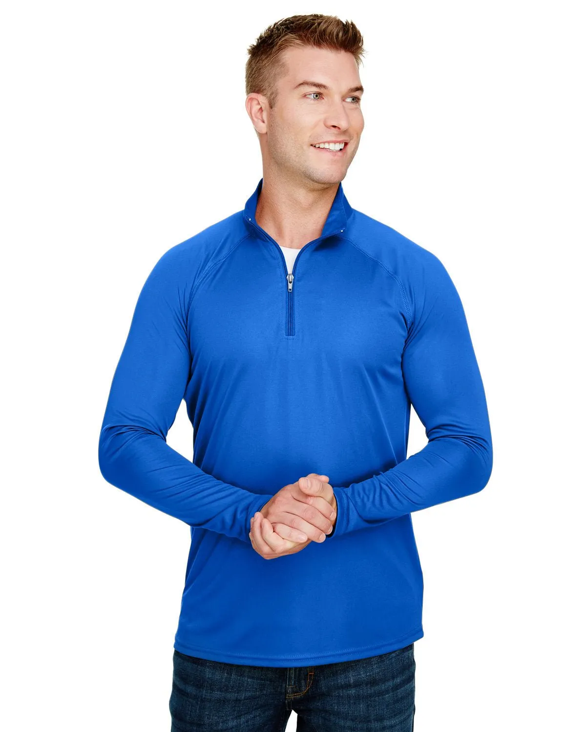 A4 N4268 Adult Daily Polyester 1/4 Zip