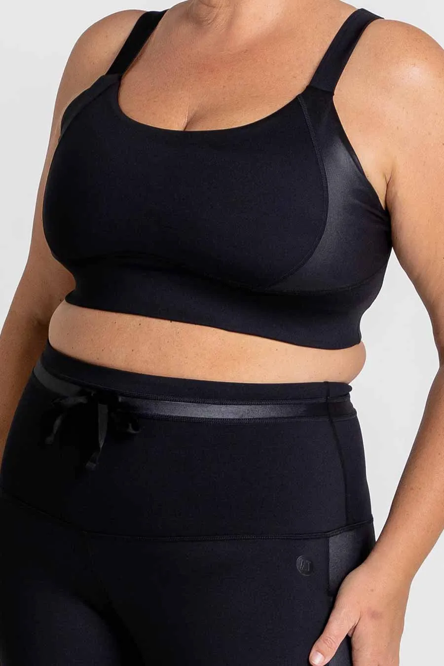 Active Adjustable Crop Bra - Shiny Black