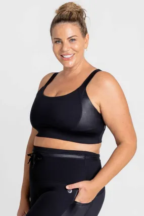 Active Adjustable Crop Bra - Shiny Black