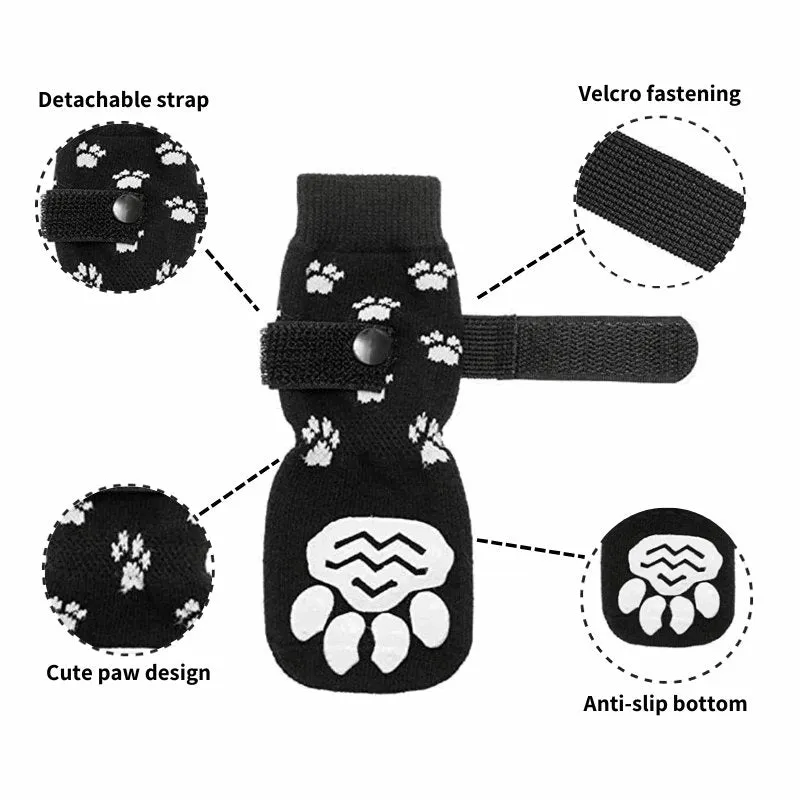 Anti-Skid Black Paw Socks