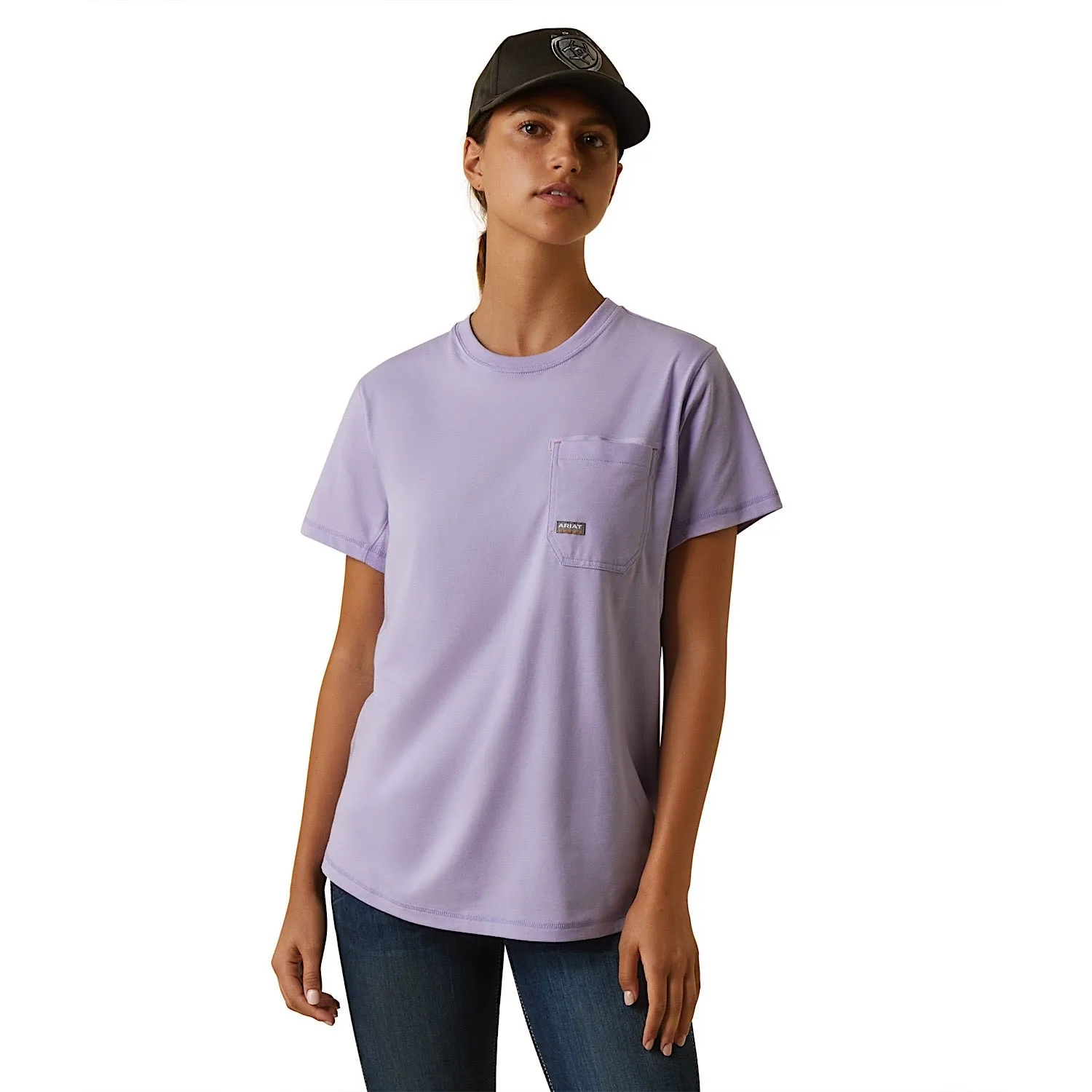 Ariat Women's Rebar Workman Graphic Ariat Logo T-Shirt Lavender