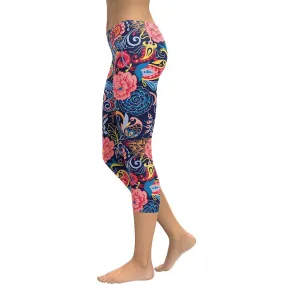 Art Deco Floral Capris