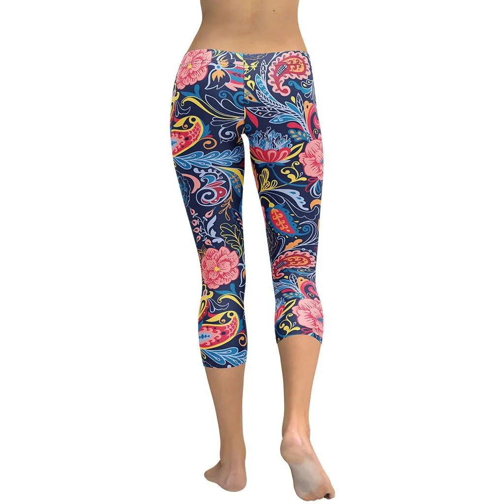 Art Deco Floral Capris