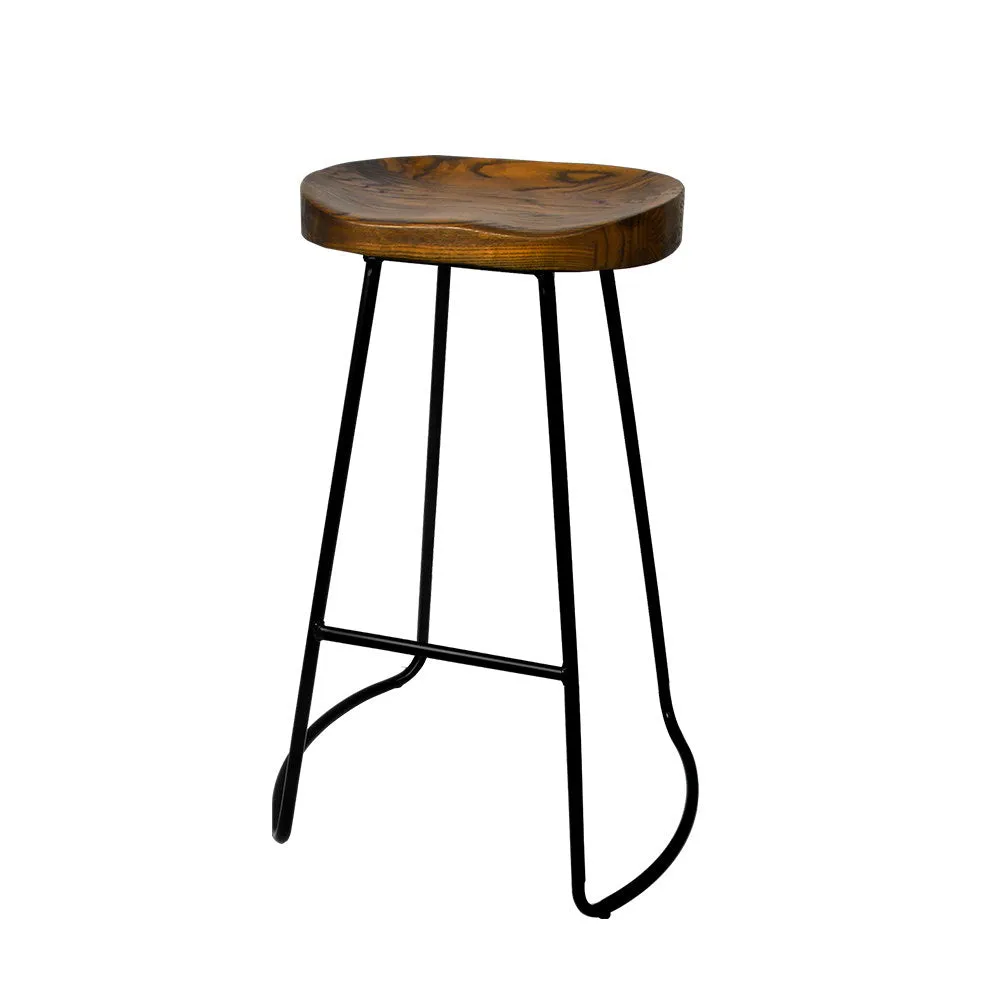 Artiss Set of 2 Wooden Backless Bar Stools - Black