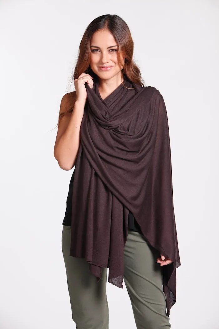 Bamboo Cashmere Wool Travel Wrap - Cacao