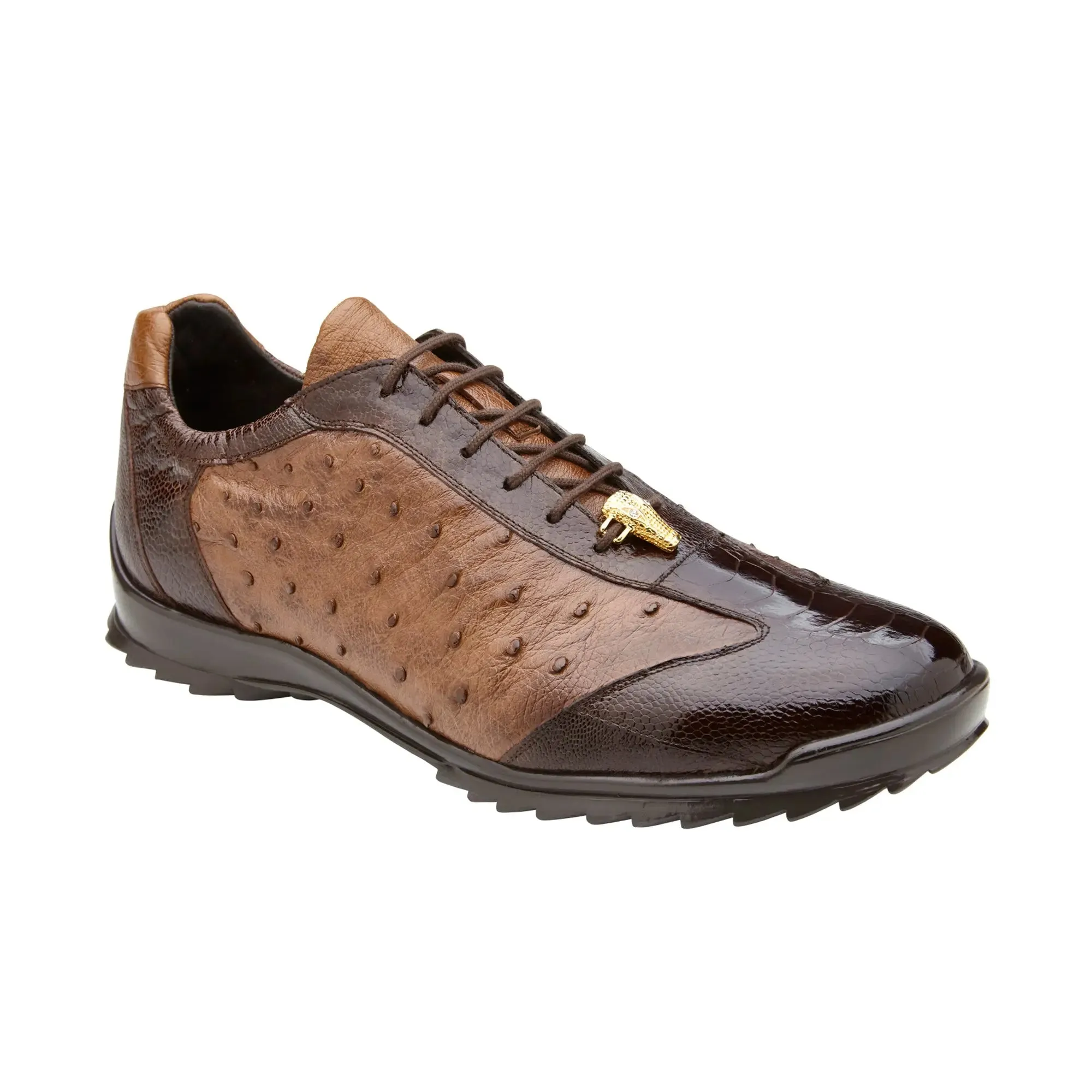 Belvedere Lando in Brown / Tobacco Genuine Ostrich Leg & Italian Calf Sneakers