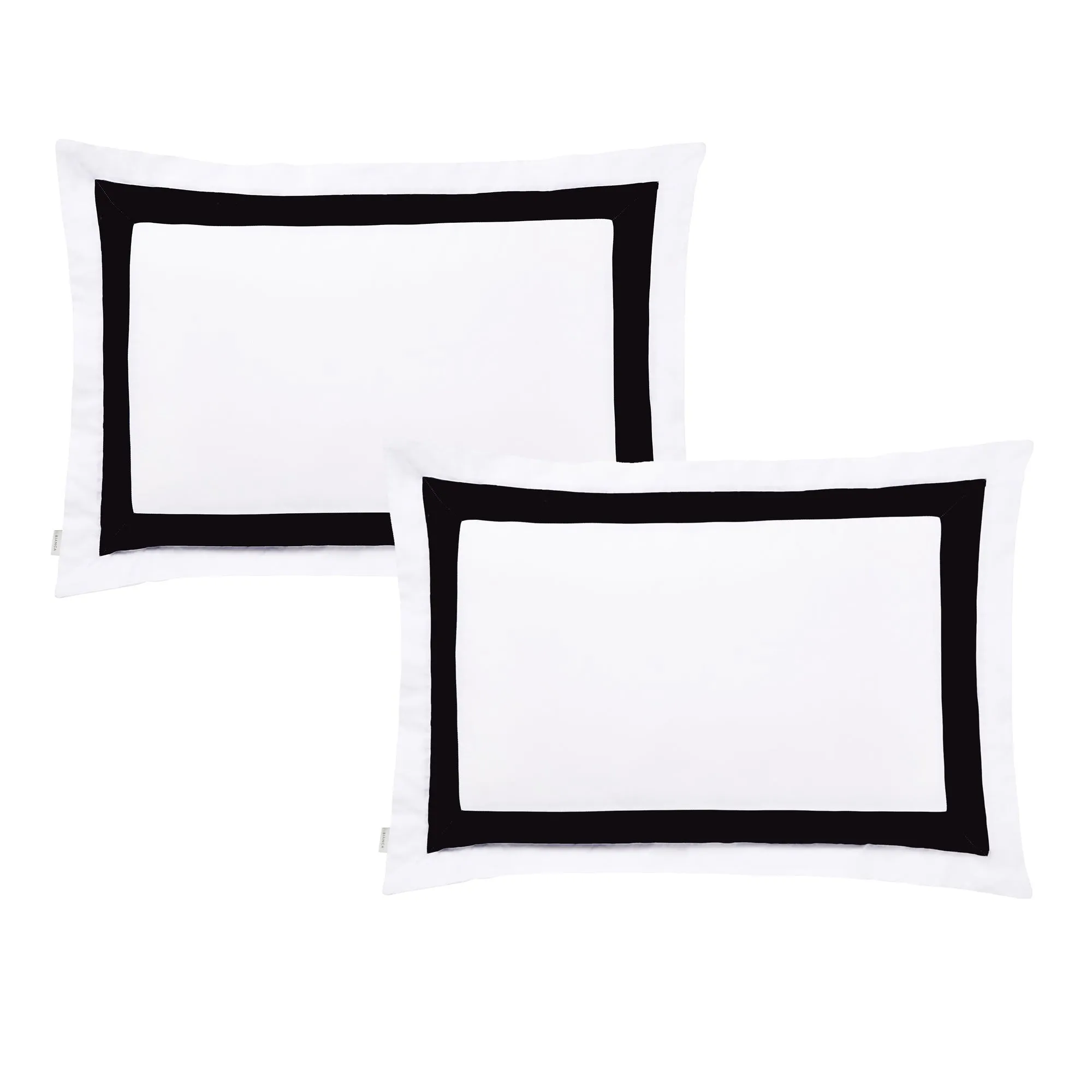 Bianca White and Black Cotton Tailored Oxford Pillowcase Pair