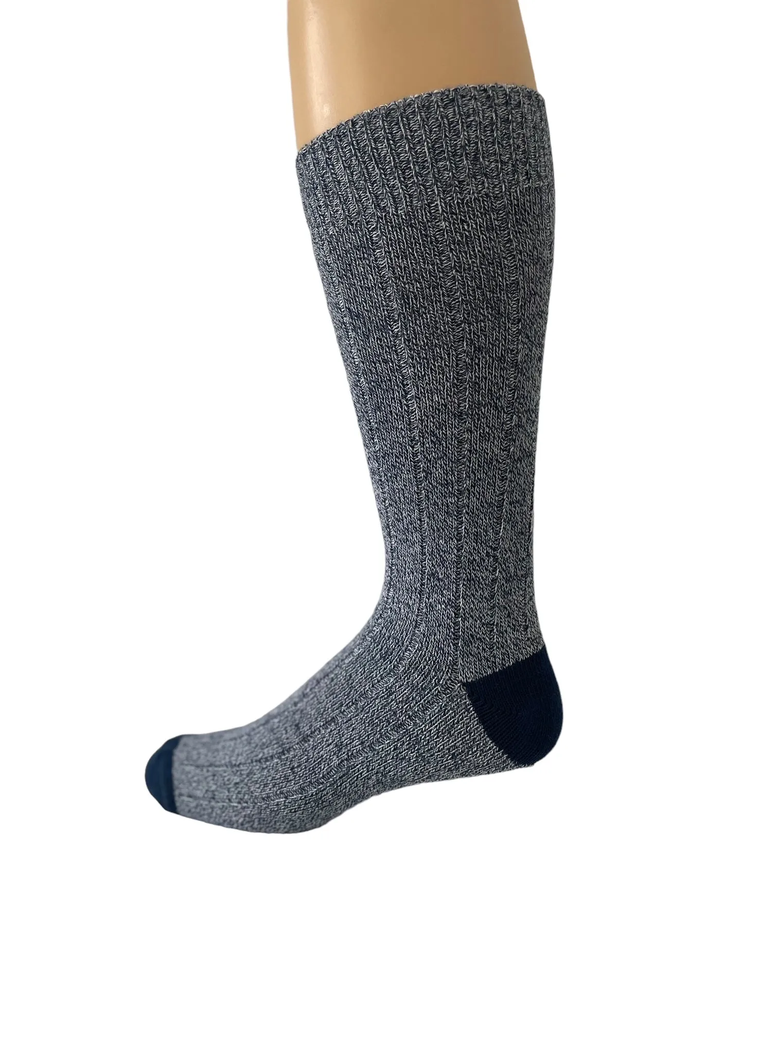 Big and Tall Men's Crew Socks Midweight Cotton Blend in Fashionable Heather Colors