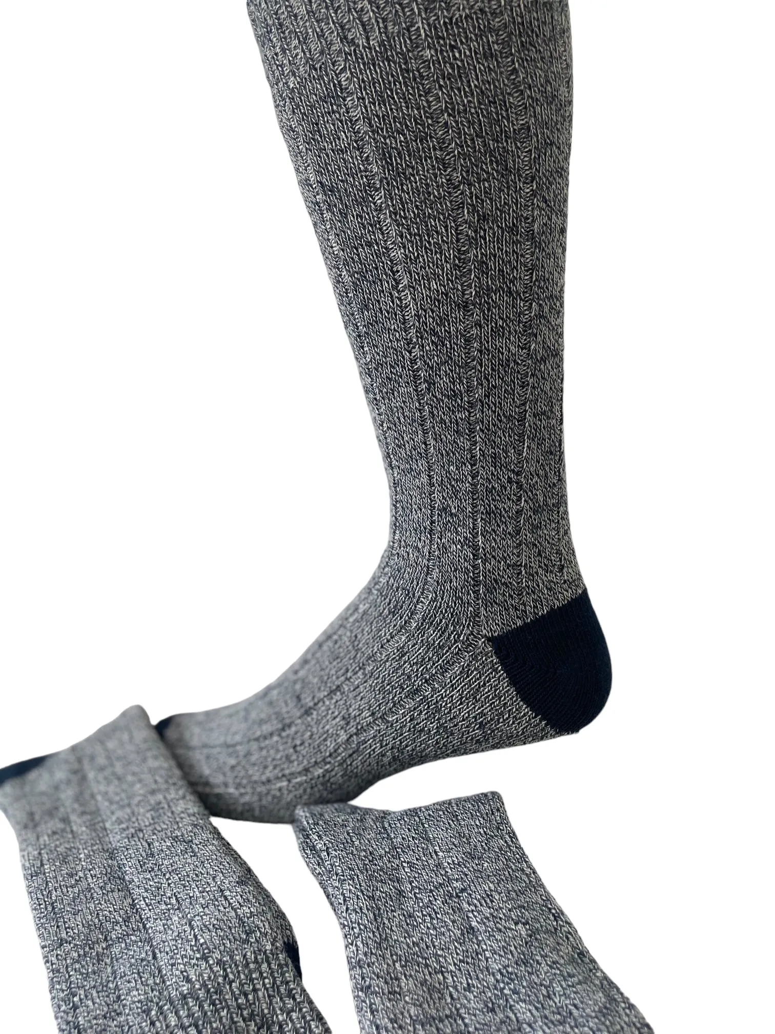 Big and Tall Men's Crew Socks Midweight Cotton Blend in Fashionable Heather Colors