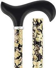 Black and Beige Flowers Adjustable Derby Walking Cane