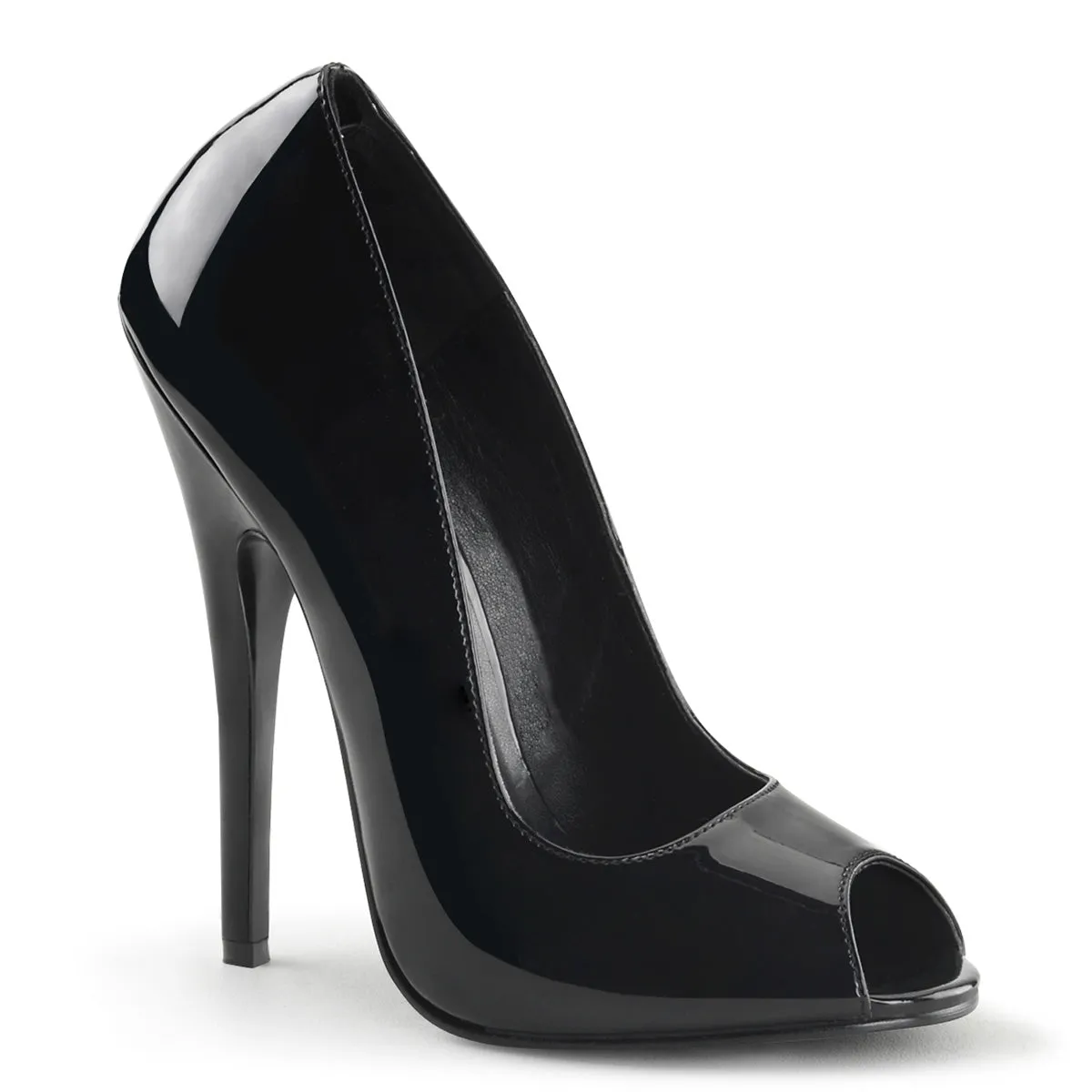 BLACK PEEP TOE COURT SHOES