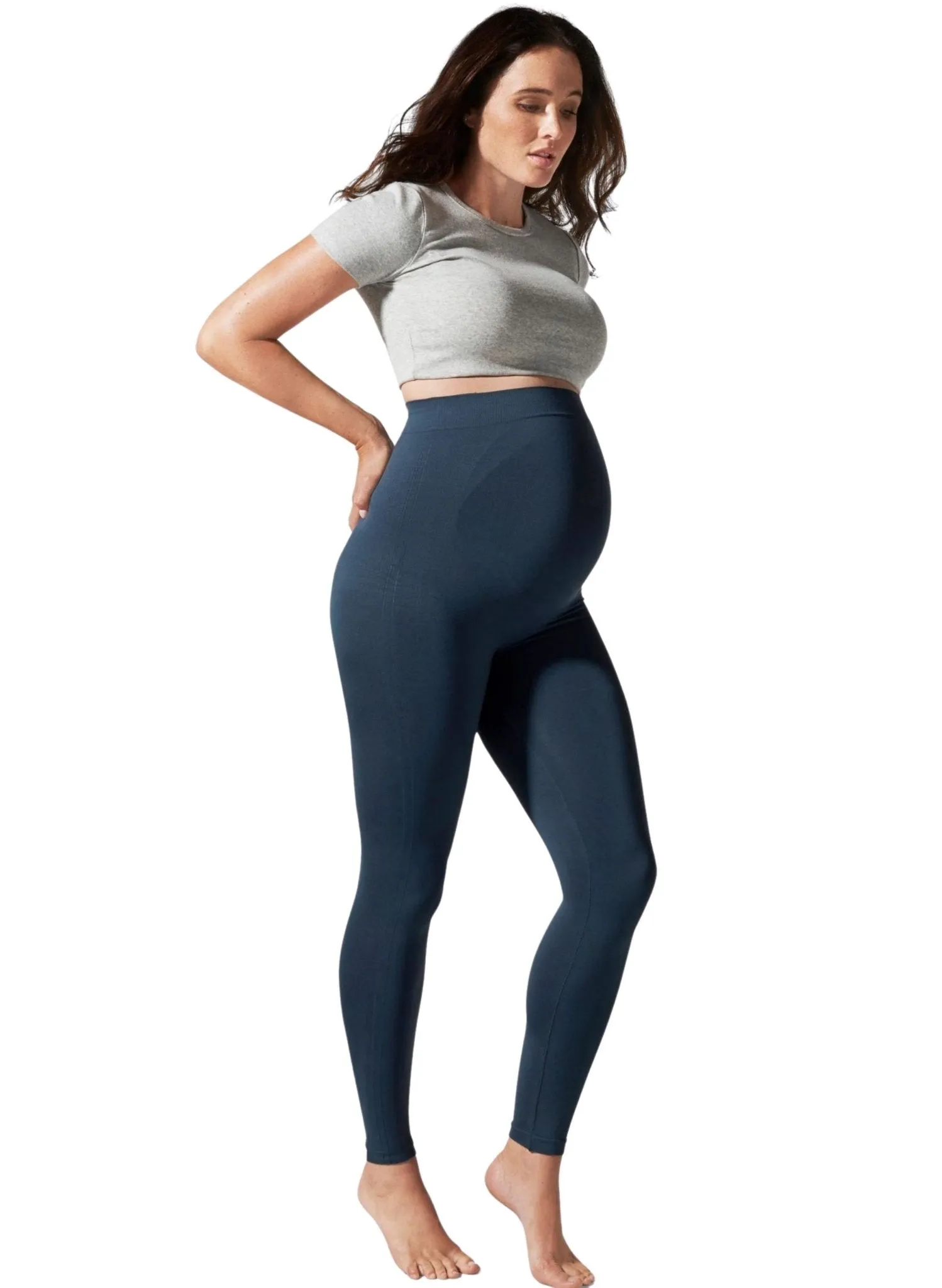 BLANQI Maternity Belly Support Leggings - Storm Blue