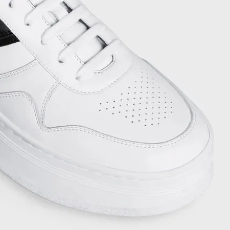 Block Sneakers With Wedge Outsole in Calfskin Optic White / Black