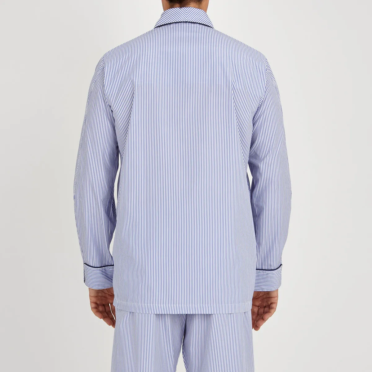 Blue Bengal Stripe Piped Cotton Pyjama Set