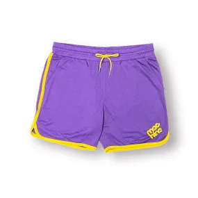 Botanic Mesh Gym Short - Purple w. Yellow Tape