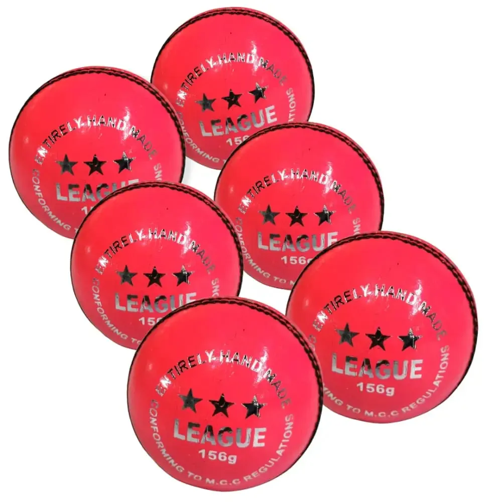 Bratla League Cricket Ball Leather Hard Ball Hand Stitched Pack of 6 Senior 156g