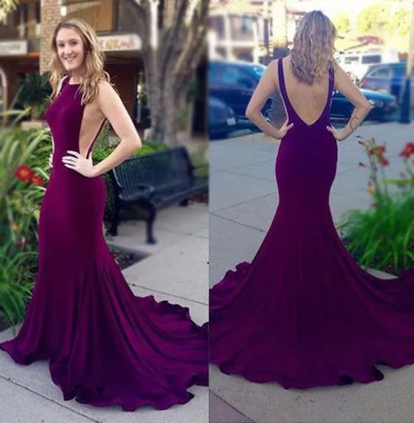 Burgundy Backless Prom Dress,Long prom dress,Formal prom Dresses,Evening Dress,SVD441