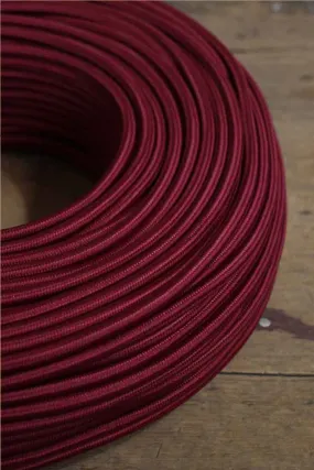 Burgundy Braided Light Cord - 3 Core Insulated Cable