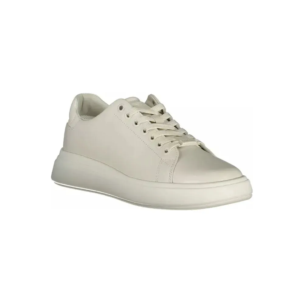 Calvin Klein Beige Leather Women Sneaker