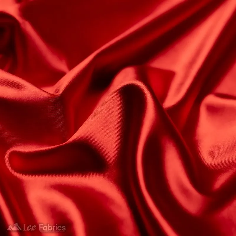 Casino 4 Way Stretch Satin Fabric Shiny Red Silky Spandex