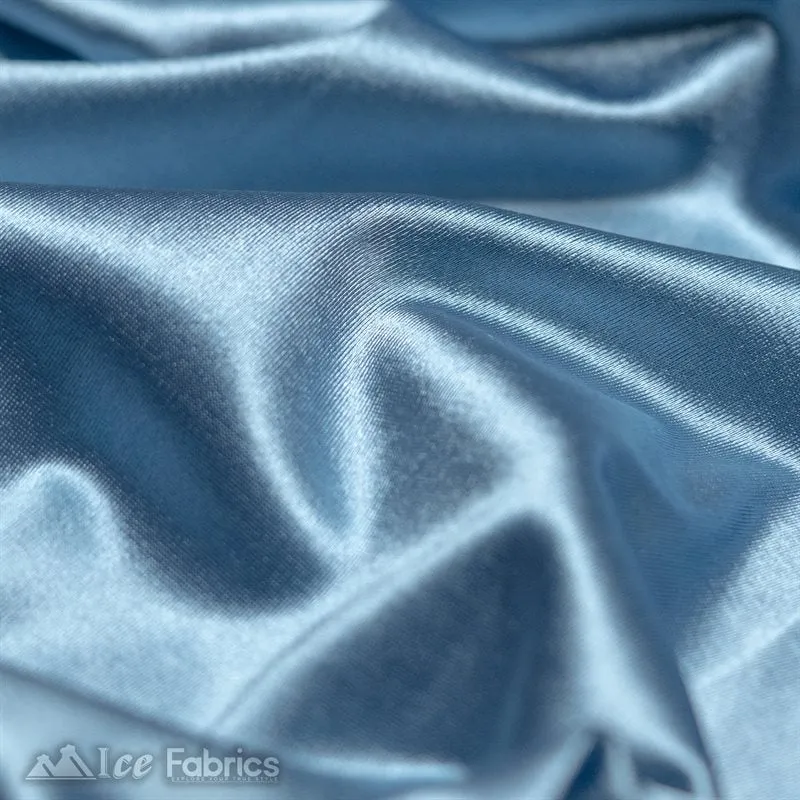 Casino 4 Way Stretch Satin Fabric Shiny Sky Blue Silky Spandex