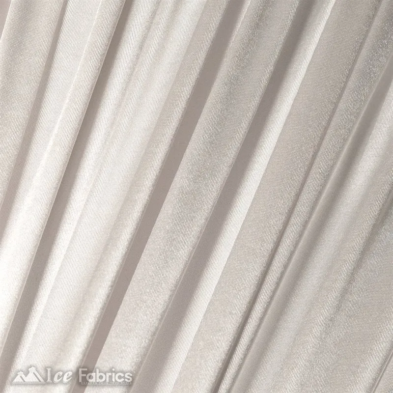 Casino 4 Way Stretch Satin Fabric Shiny White Silky Spandex