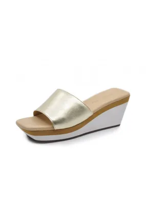 Chocolat Blu Jadine Light Gold Wedge Sandal