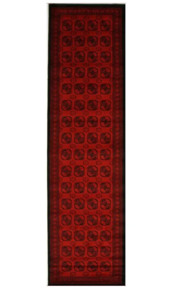 Classic Afghan Pattern Rug Runner Red