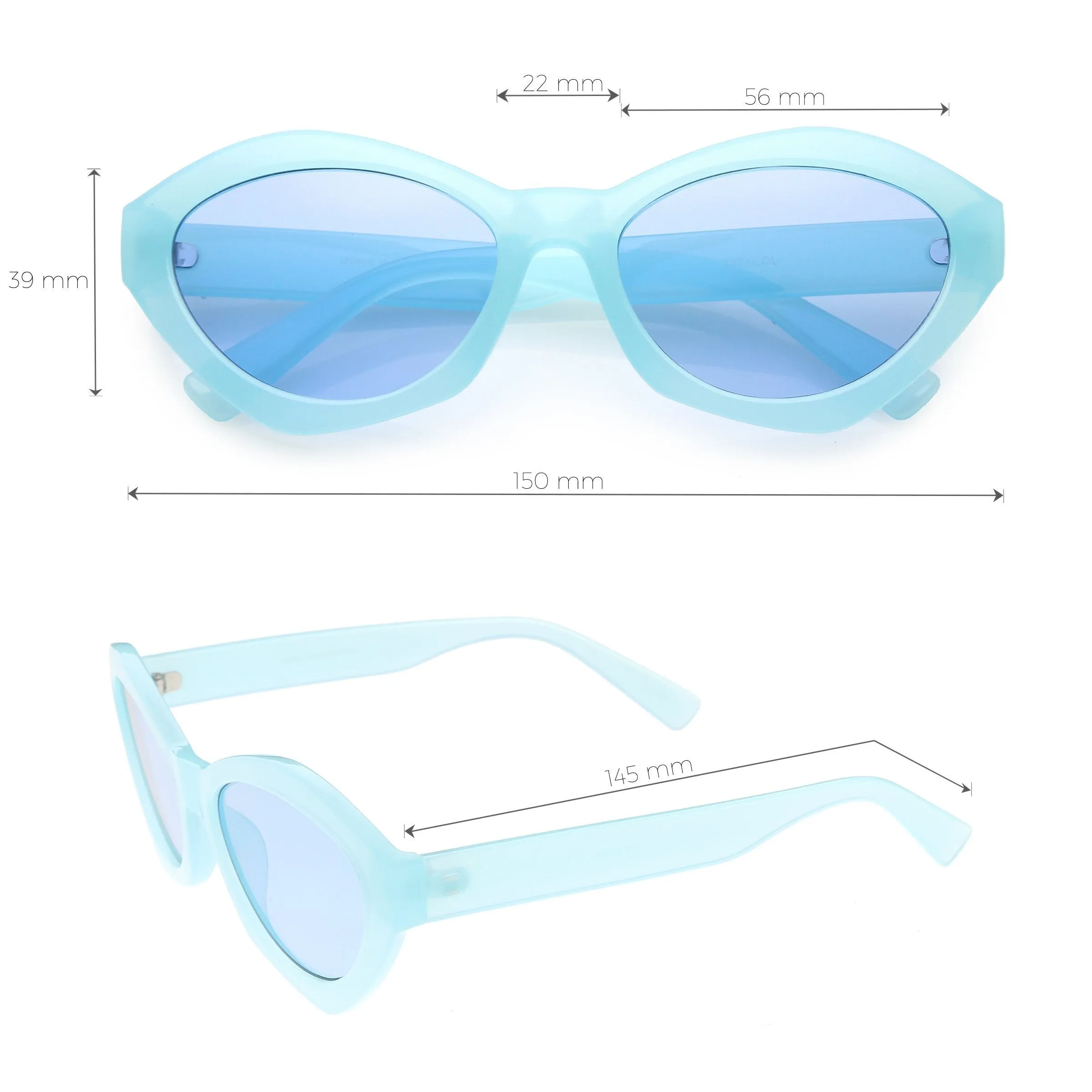 Colorful Translucent Color Tone Oval Sunglasses