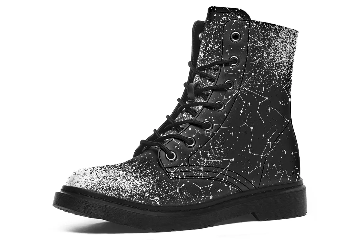 Constellation Boots - Vegan Leather Doc-Style Boots with Durable Stitched on Soles