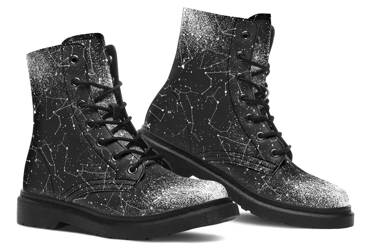 Constellation Boots - Vegan Leather Doc-Style Boots with Durable Stitched on Soles