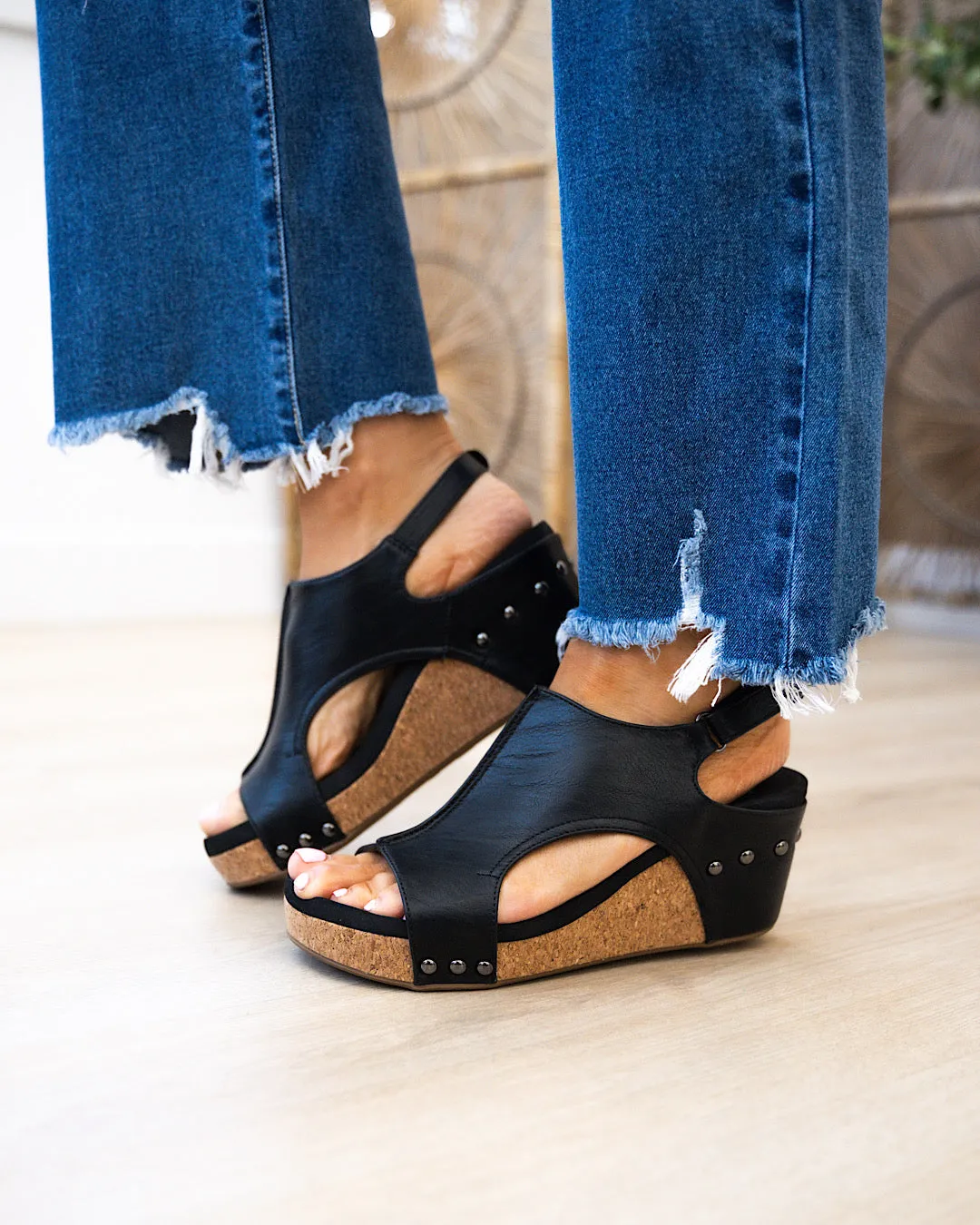 Corkys Carley Sandals - Black Smooth FINAL SALE