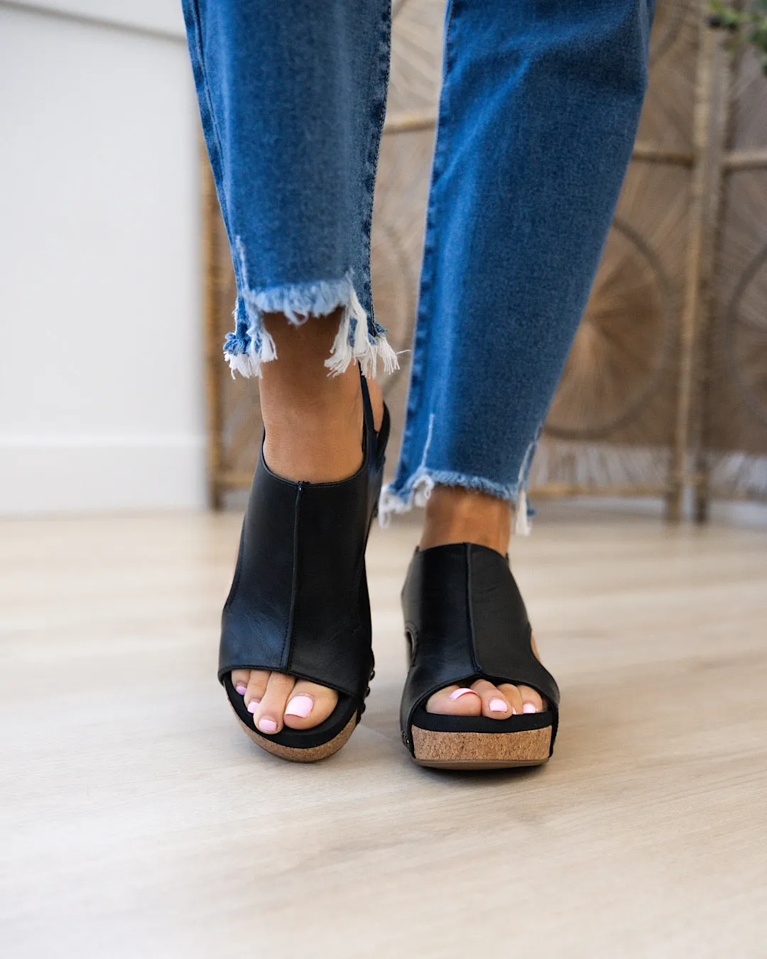 Corkys Carley Sandals - Black Smooth FINAL SALE