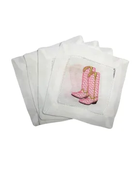 Cowboy Boot Cocktail Napkin Pink