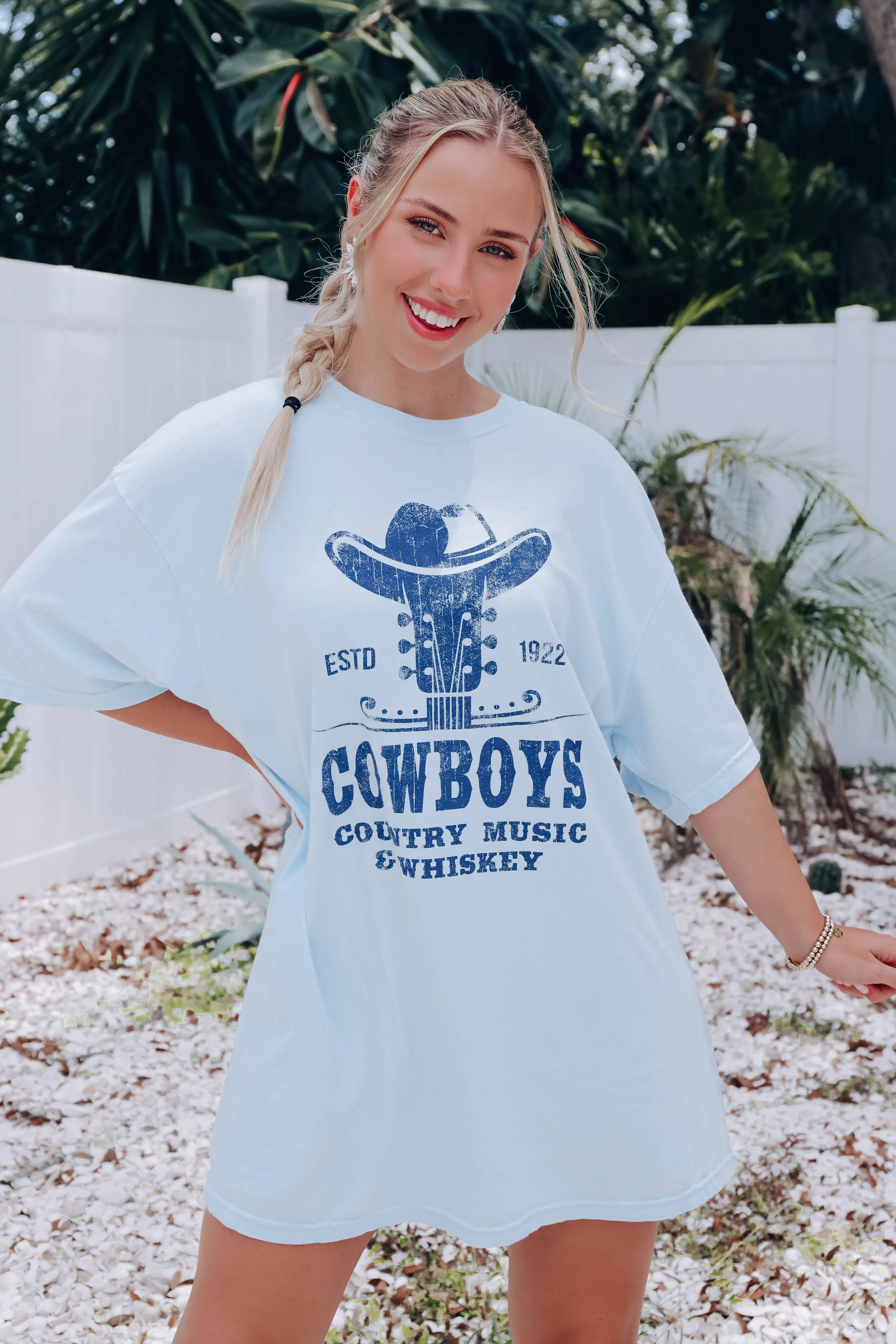 Cowboys Country Music And Whiskey Graphic Tee - Blue