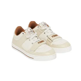 Cream White Unisex Logo Velcro Lace Up Sneaker