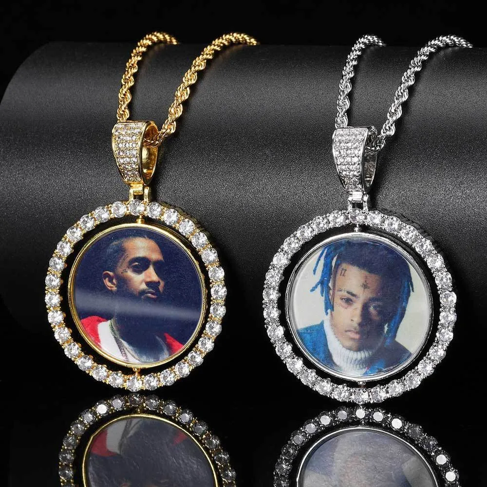 Custom Two-Face Rotating Round Photo Pendant