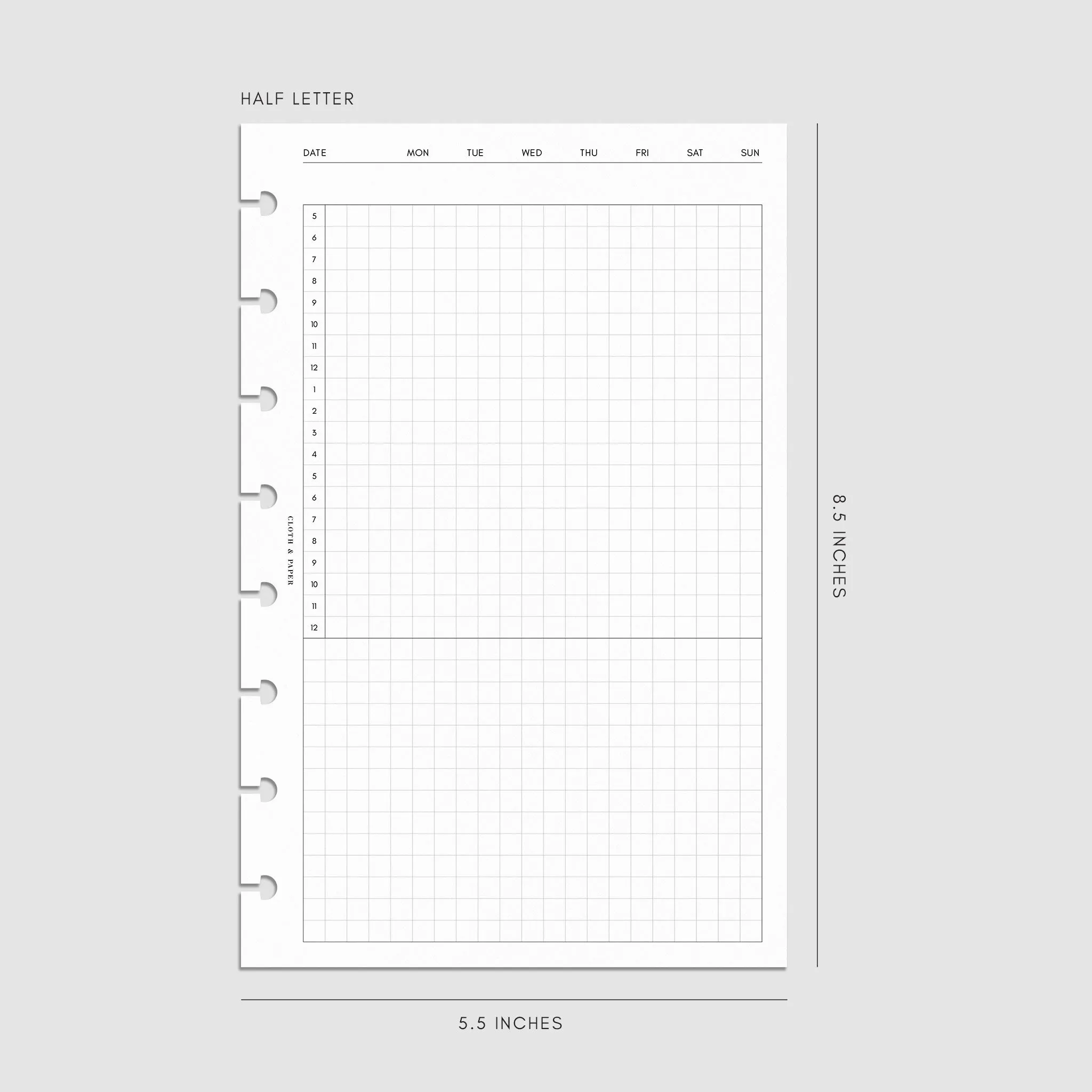 Daily Agenda Graph Inserts | Undated Horizontal