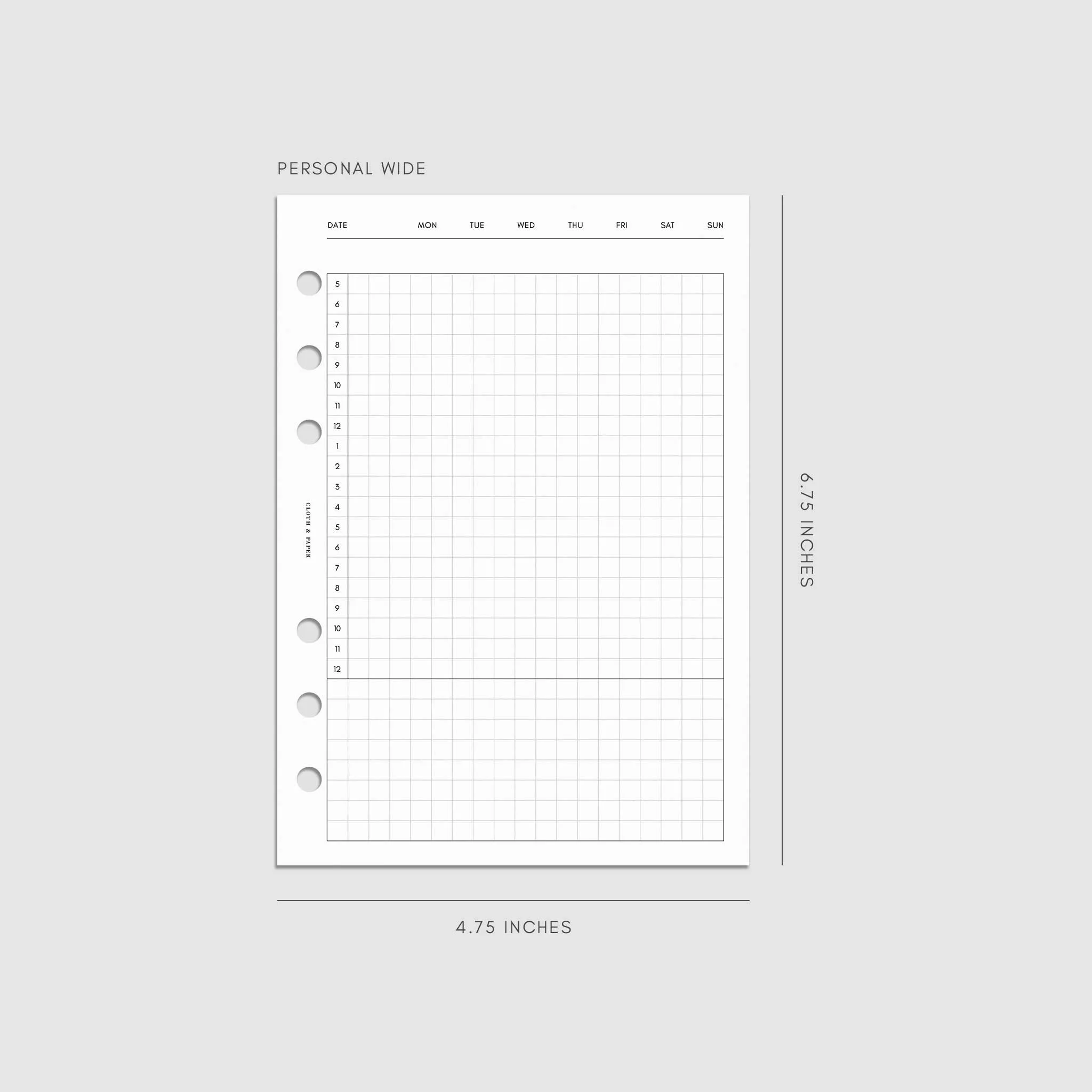 Daily Agenda Graph Inserts | Undated Horizontal