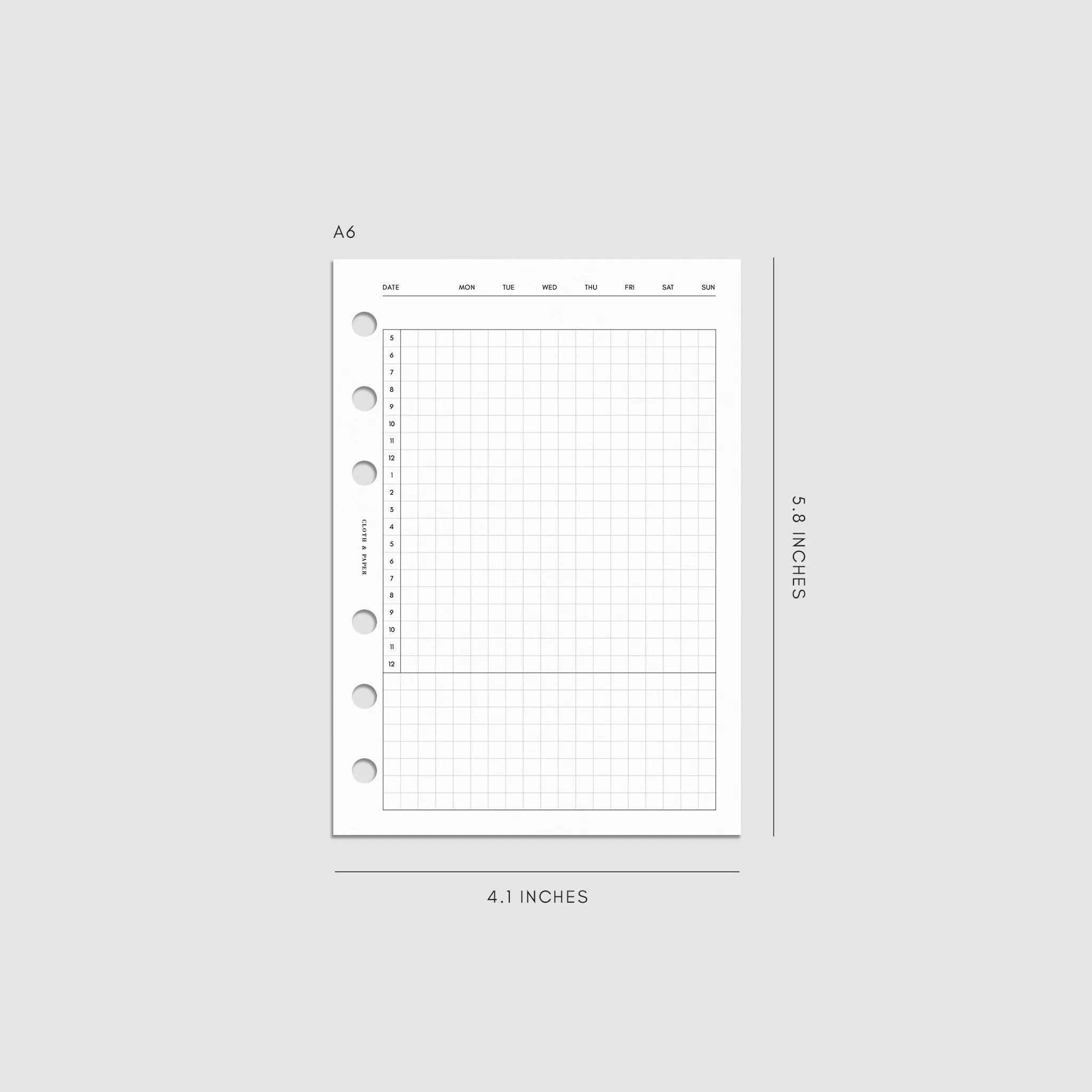 Daily Agenda Graph Inserts | Undated Horizontal