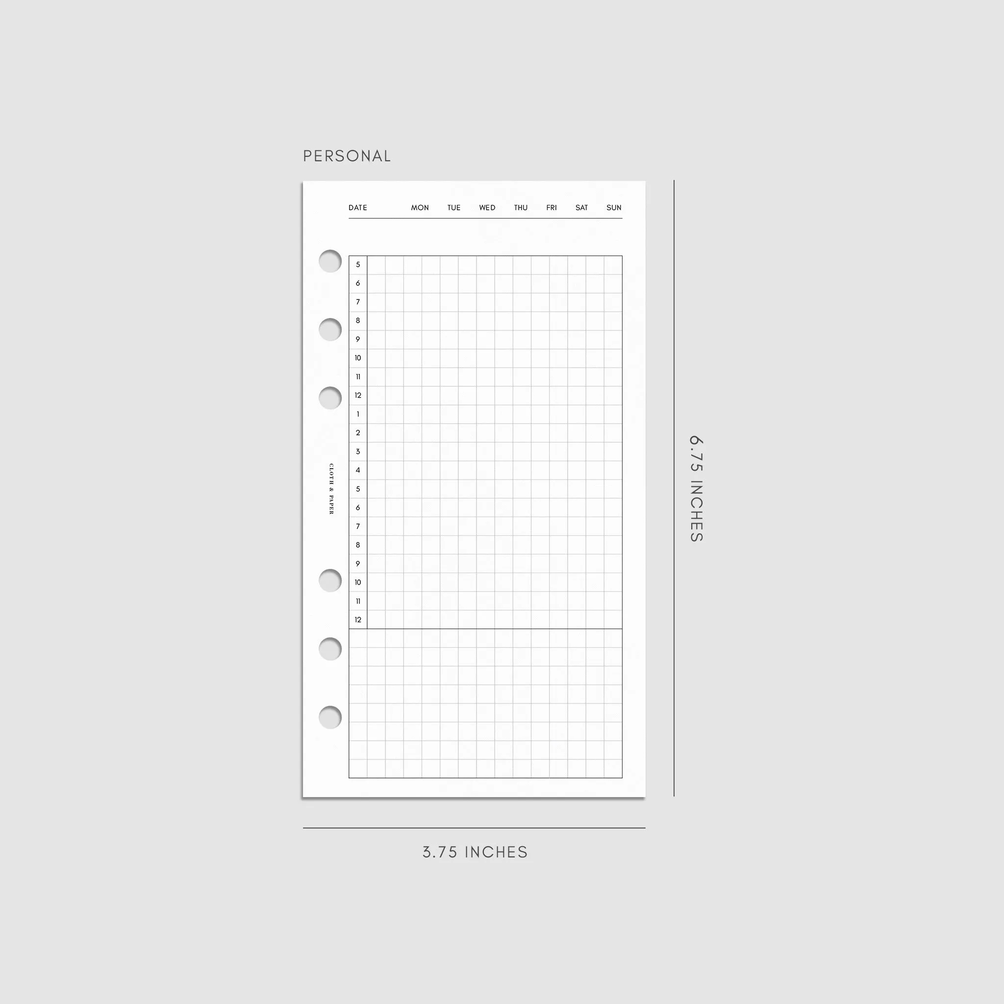 Daily Agenda Graph Inserts | Undated Horizontal