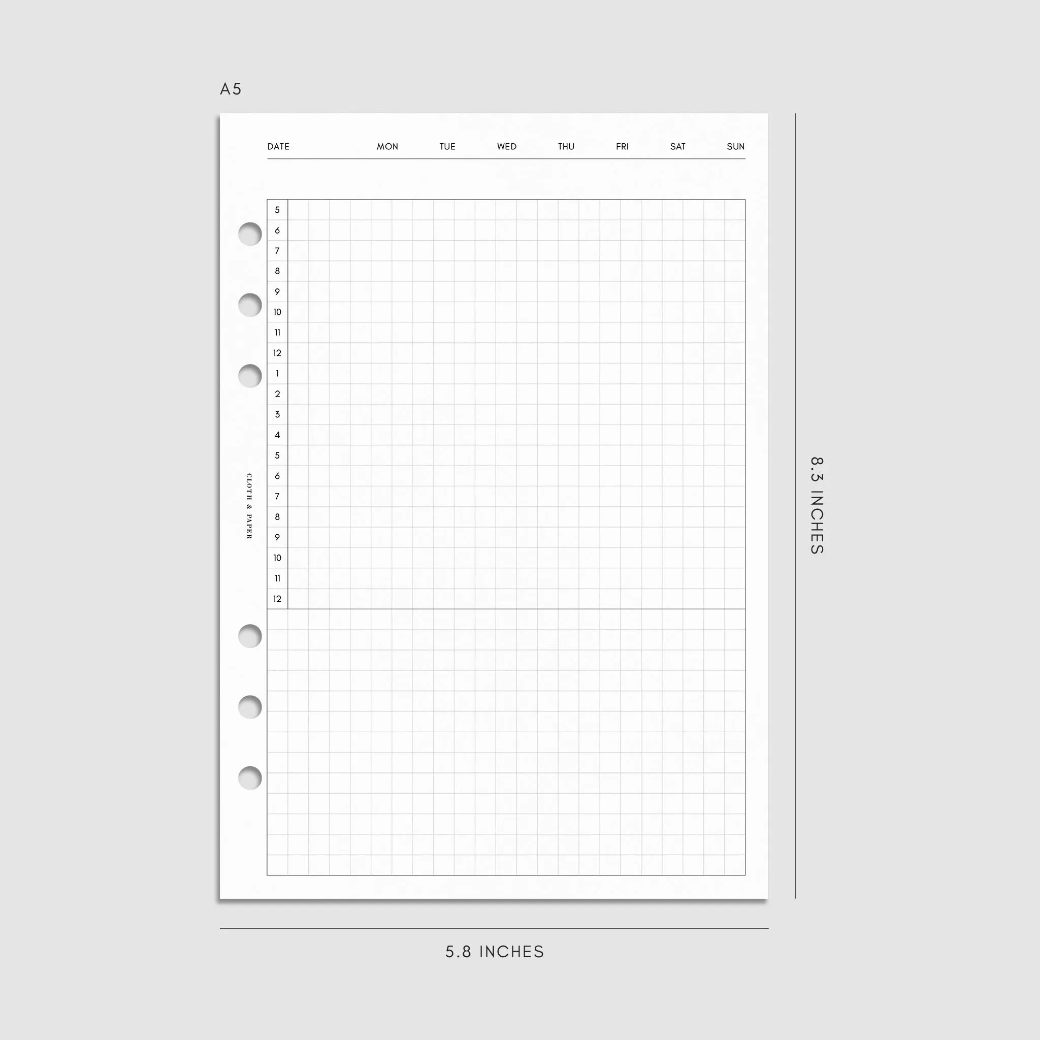 Daily Agenda Graph Inserts | Undated Horizontal