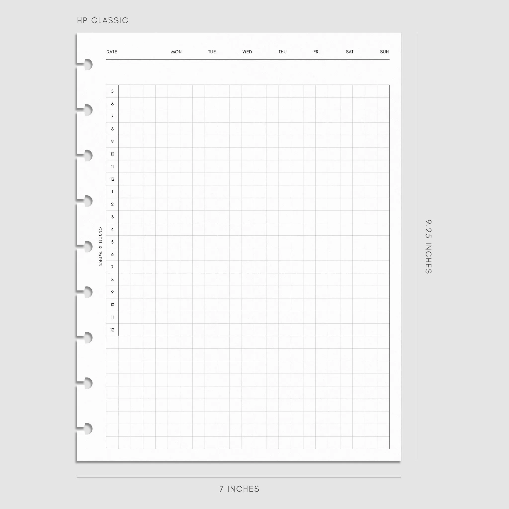 Daily Agenda Graph Inserts | Undated Horizontal