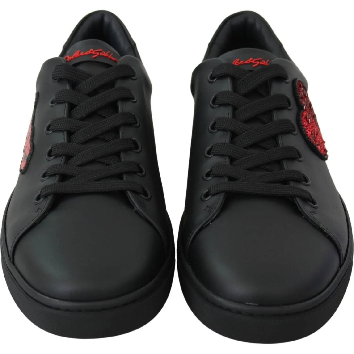 Dolce & Gabbana Elegant Leather Sneakers with Red Accents