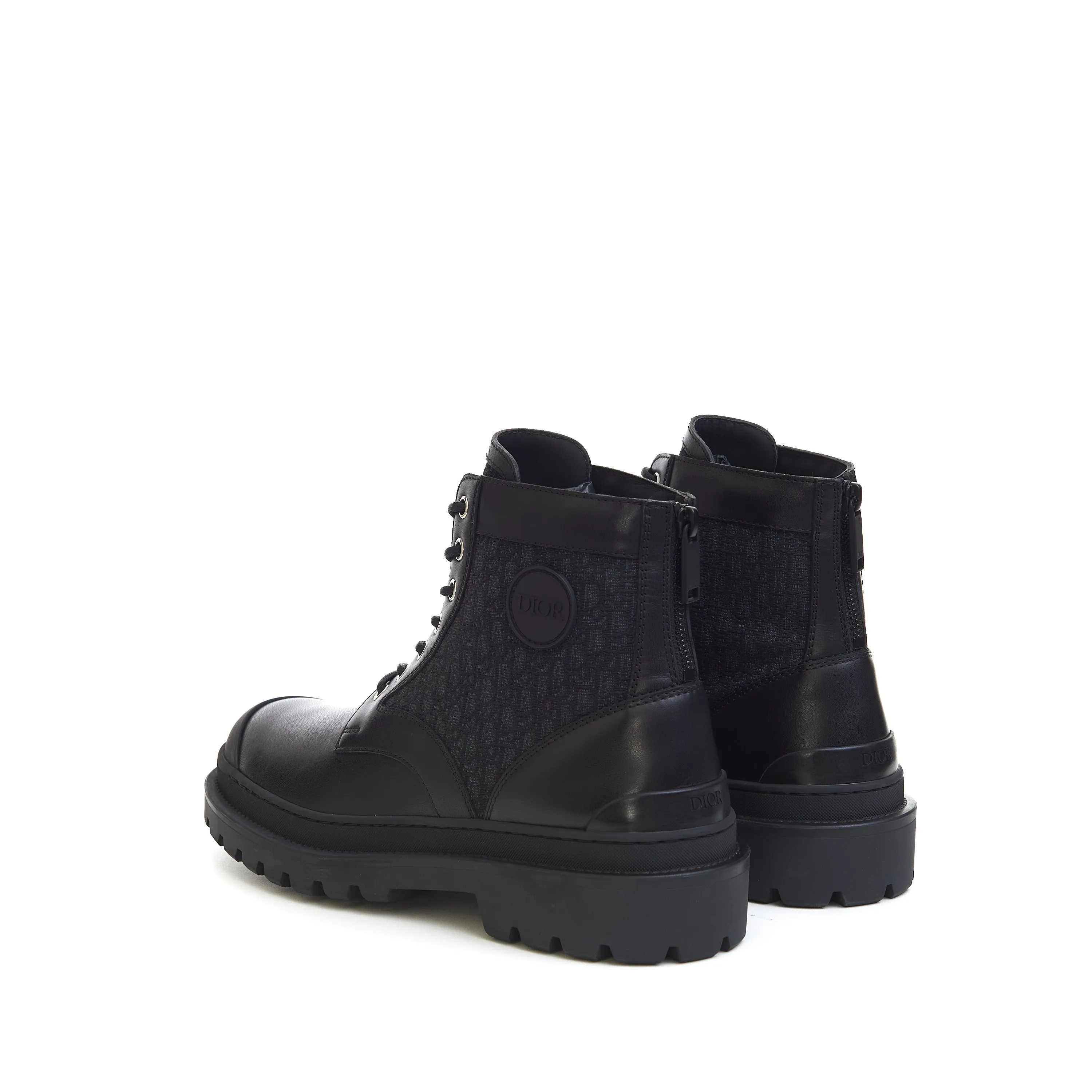 Explorer Ankle Boots In Black Smooth Calfskin & Oblique Jacquard