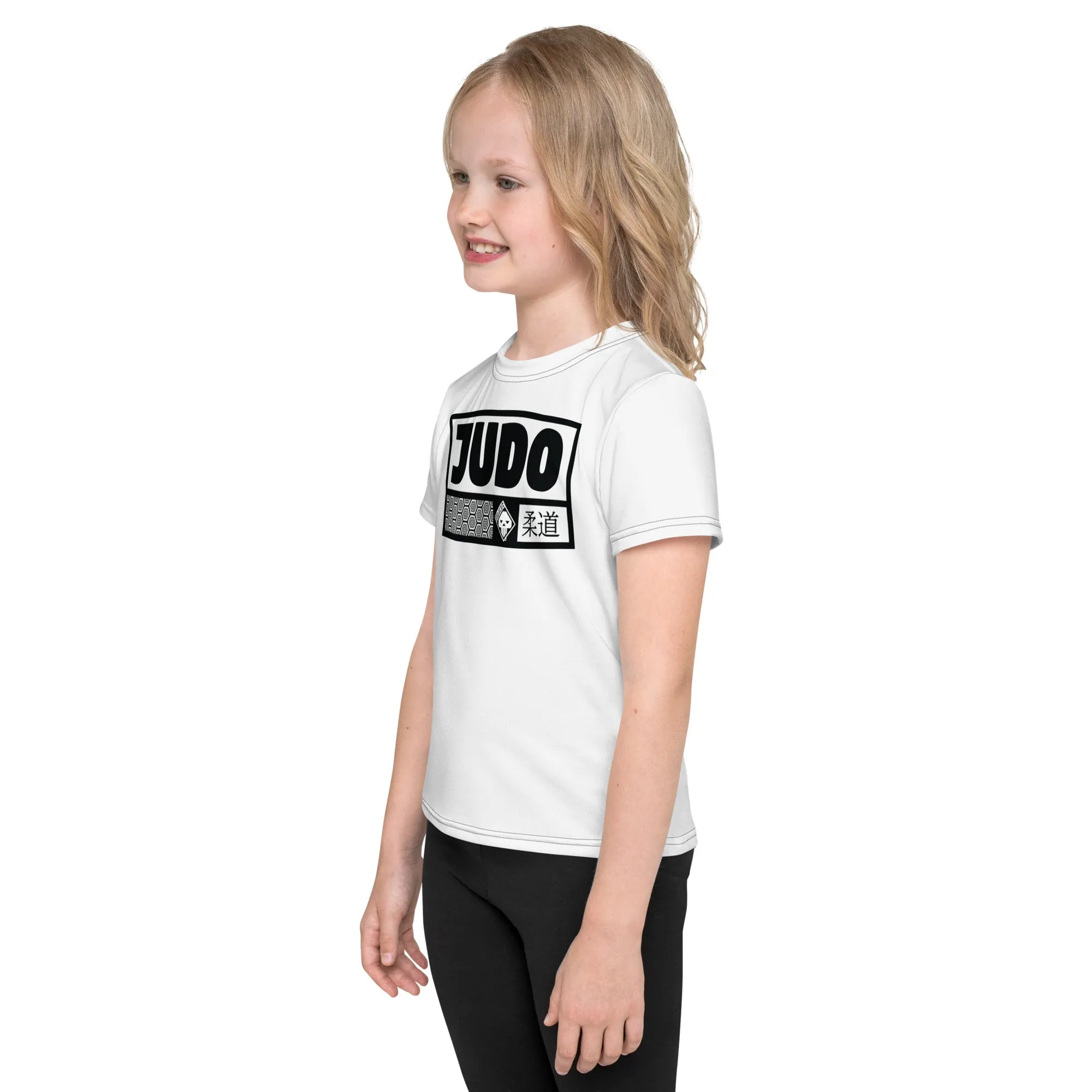 Fashionable Performance: Girl's Short Sleeve Judo Rash Guard - Snow