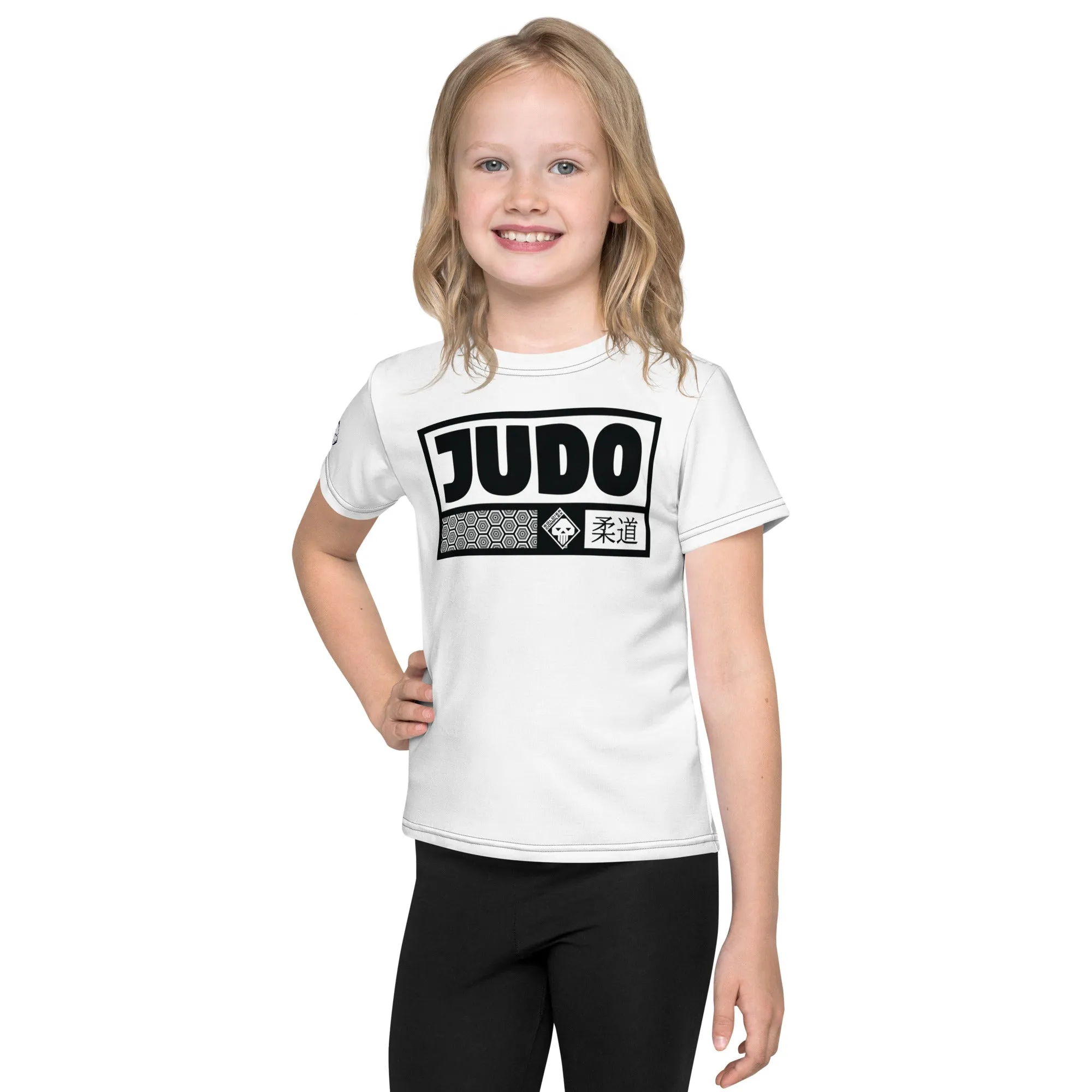 Fashionable Performance: Girl's Short Sleeve Judo Rash Guard - Snow