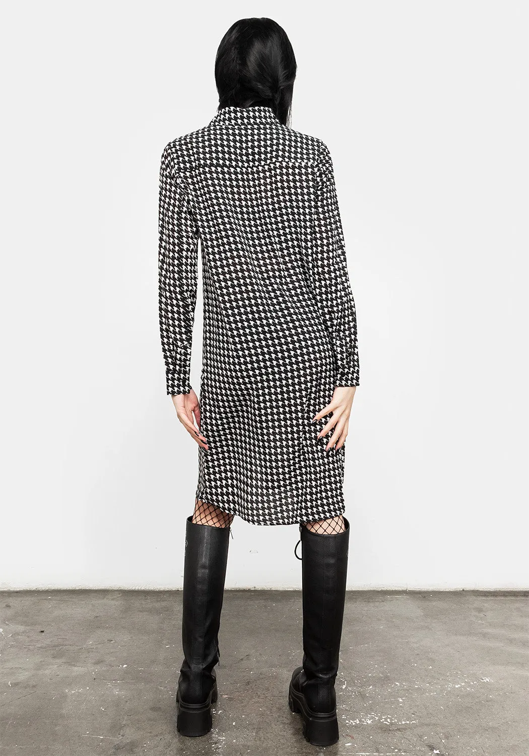 FATALE HOUNDSTOOTH SHIRT DRESS