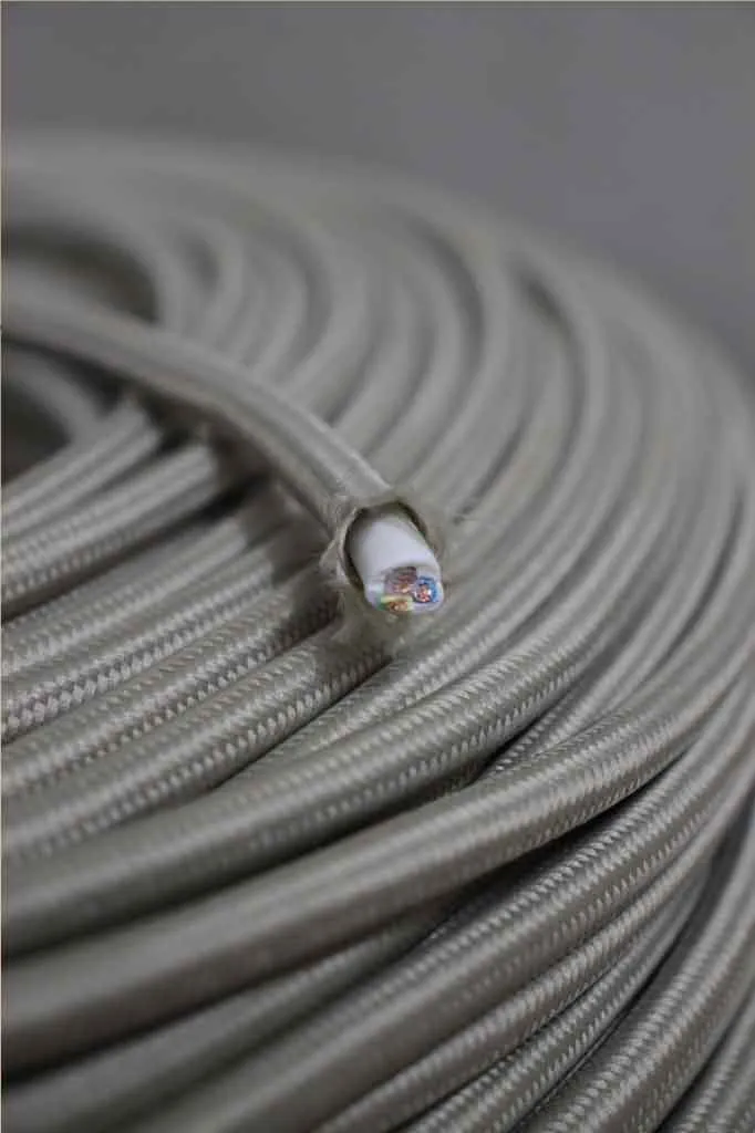 Fawn Braided Light Cord - 3 Core Insulated Cable