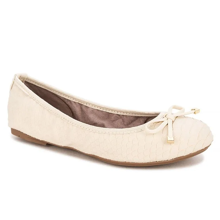 FRANKIE Ballet Flat Shoes - Ivory Python